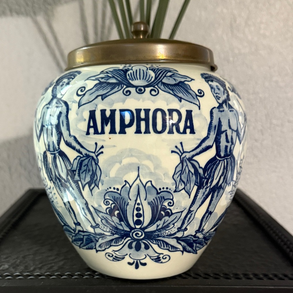 Blue and White Amphora Vase